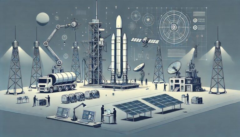 DALL%C2%B7E-2024-09-26-12.33.27-Simplified-version-of-a-futuristic-space-industry-supply-chain-scene.-Focus-on-minimal-elements_-a-large-rocket-being-assembled-with-a-few-robotic-arm.webp