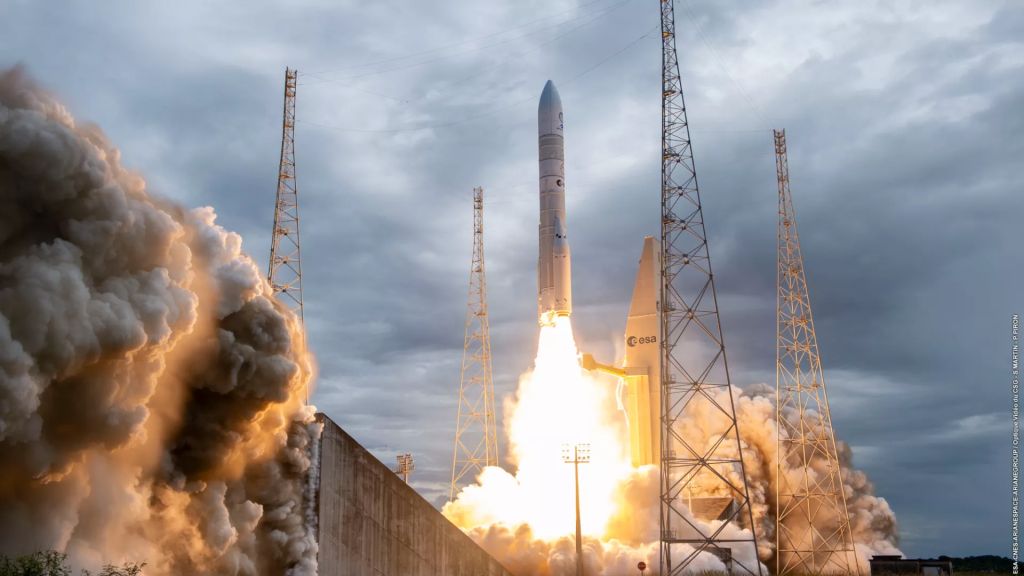 Ariane 6 launches a CSO-3 French military observation satellite into orbit March 6. Credit: ESA, Arianespace, CNES