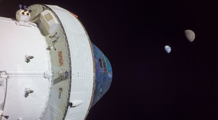 Orion, moon and Earth