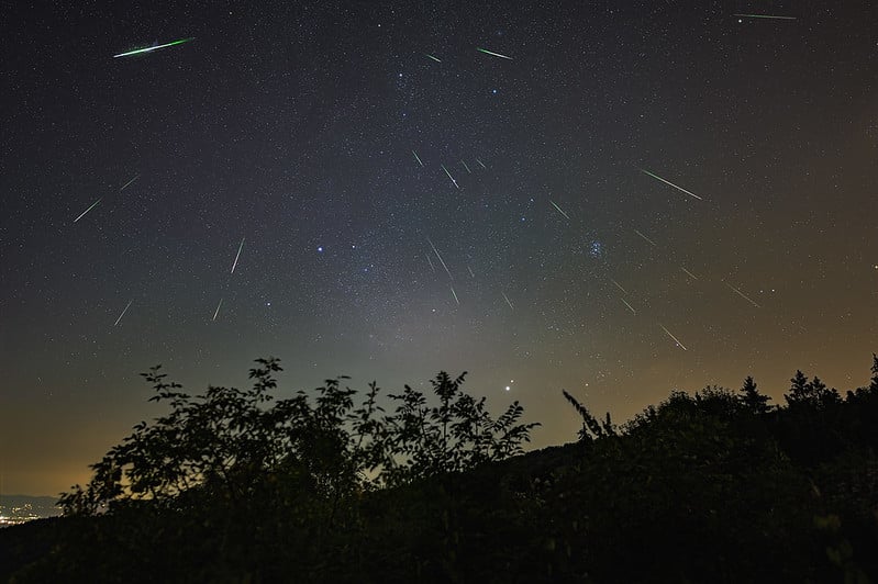 The Perseid meteors, as seen from north of Zagreb, Croatia in 2004. Image credit: Boris Štromar
