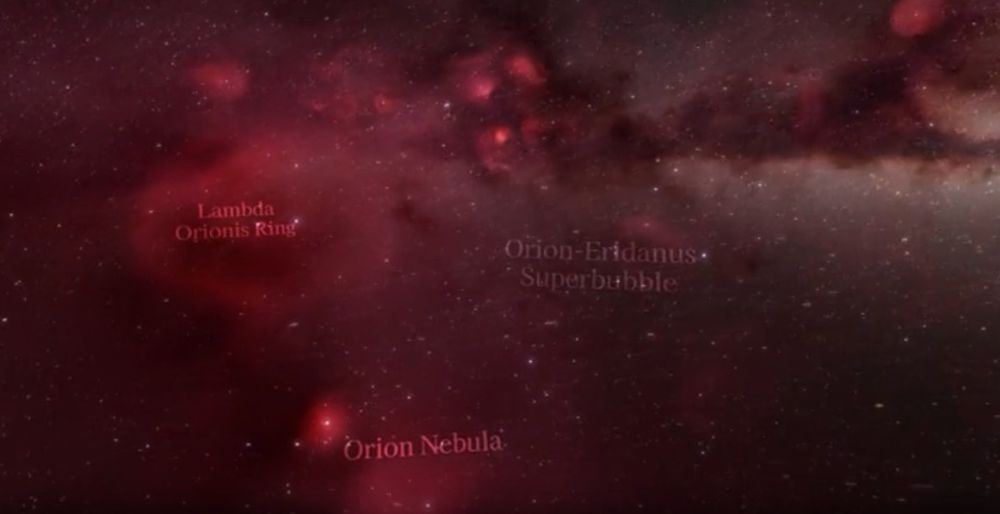 A screenshot from the ESA's new video. It's a fly-through of star-forming regions created from Gaia data. Image Credit: ESA