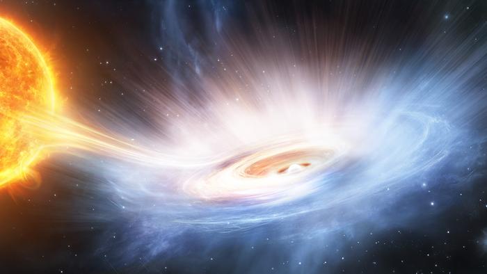 An artist's conception of a pulsar/main sequence star pair, similiar to the one featured in the study. Credit: ESA.