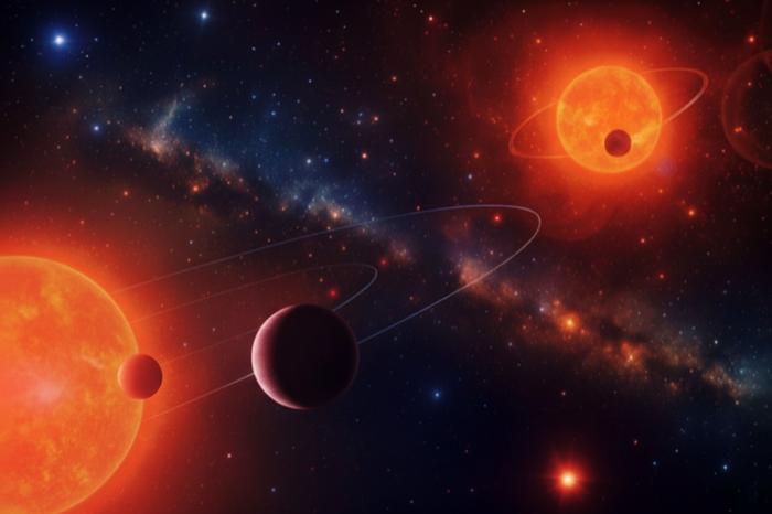 An artist's impression of the TOI-2267 system. Credit: Mario Sucerquia(University of Grenoble Alpes).
