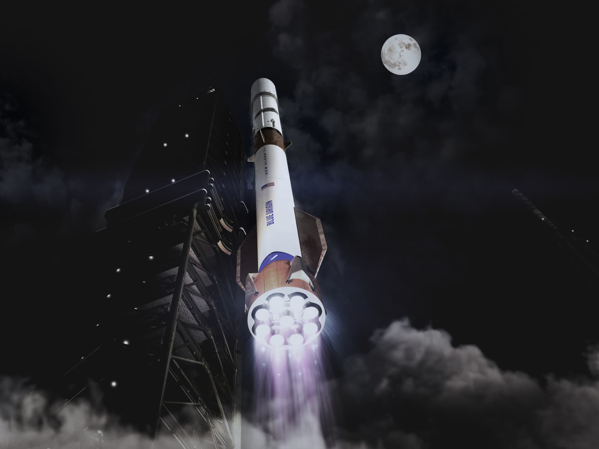 Artist's impression of Blue Origin's New Glenn rocket. Credit: Blue Origin