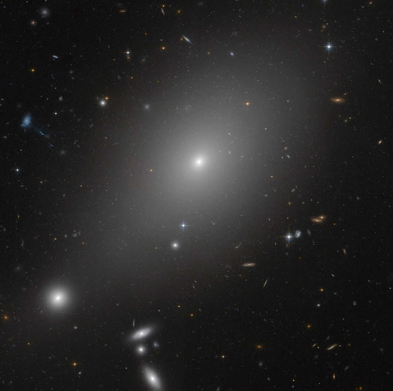 This image from the Advanced Camera for Surveys aboard the NASA/ESA Hubble Space Telescope highlights the ultramassive elliptical galaxy called ESO 306-17 in the southern sky (Credit : NASA/ESA/ESO)