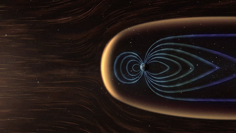 Artist's impression of solar wind flow around Earth's magnetosphere (Credit : NASA's Conceptual Image Laboratory)