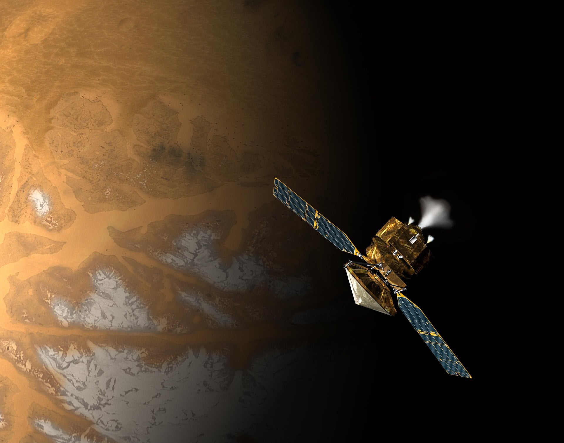Artist's concept of the Mars Reconnaissance Orbiter (a mid-tier mission that's produced a ton of science) entering orbit. Credit - NASA / JPL