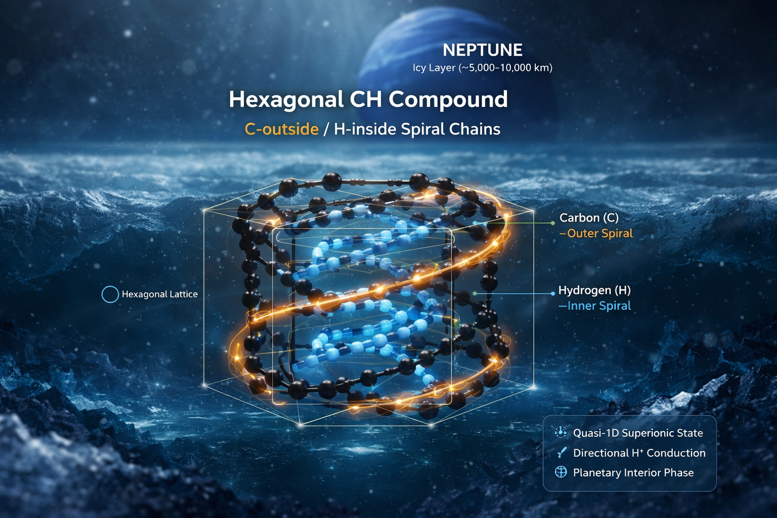 Image of the new CH Compound thought to exist inside Uranus and Neptune. Credit - Cong Liu / The Carnegie Institute
