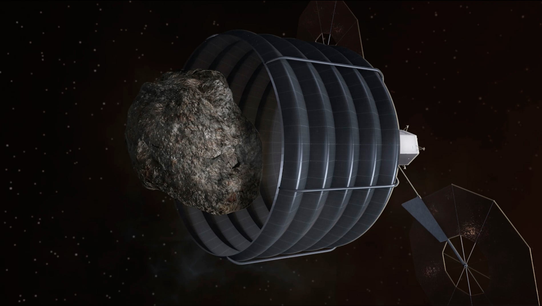 Artist's depiction of an asteroid capture mission. Credit - NASA
