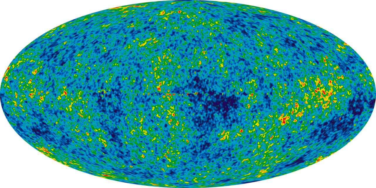 The cosmic microwave background as mapped by WMAP. The no-boundary proposal naturally predicts the conditions that produce a CMB like this one. (Public domain, NASA / WMAP Science Team)