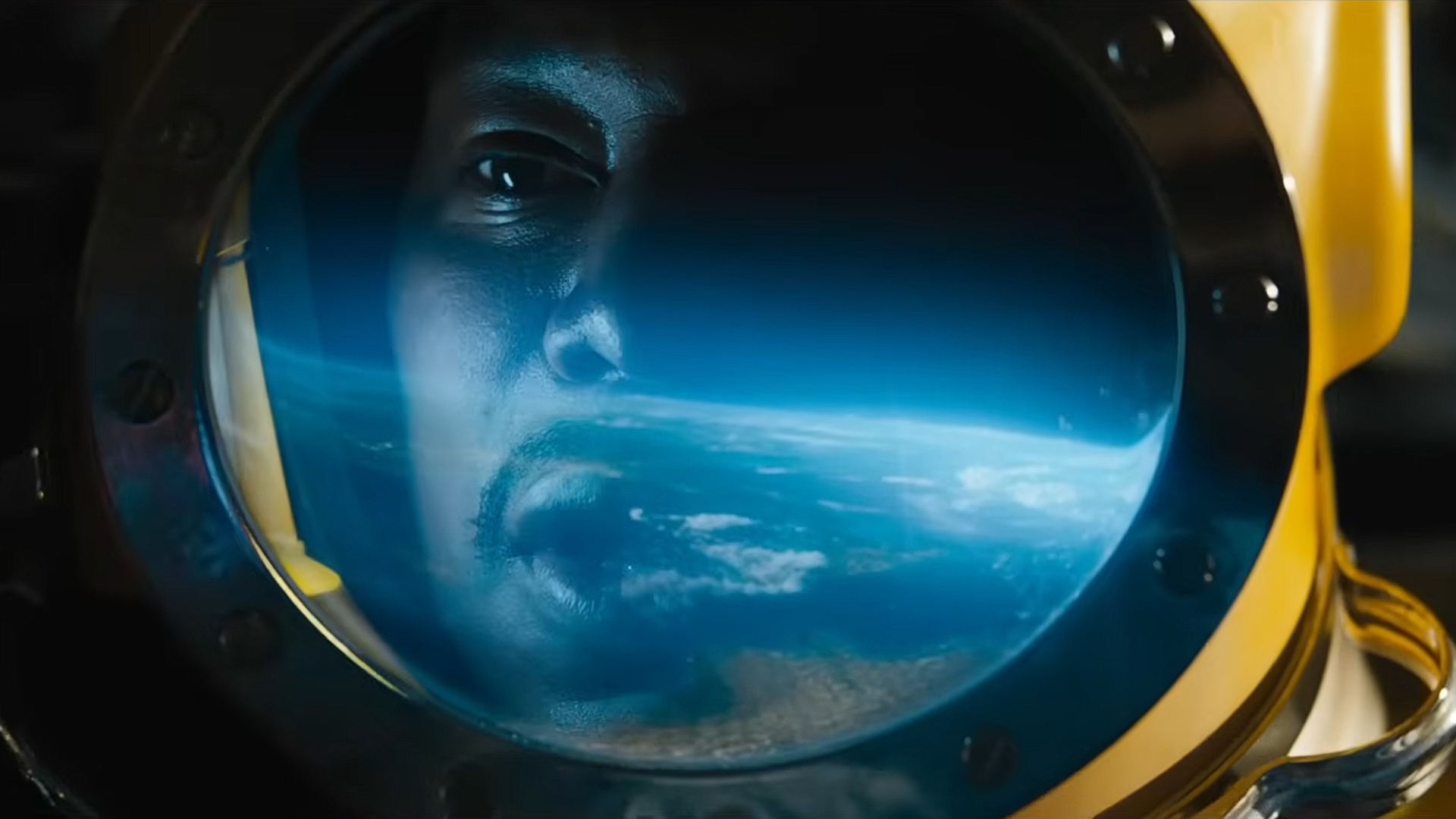 Screenshot from the space scene in Fast and Furious 9 (2021)