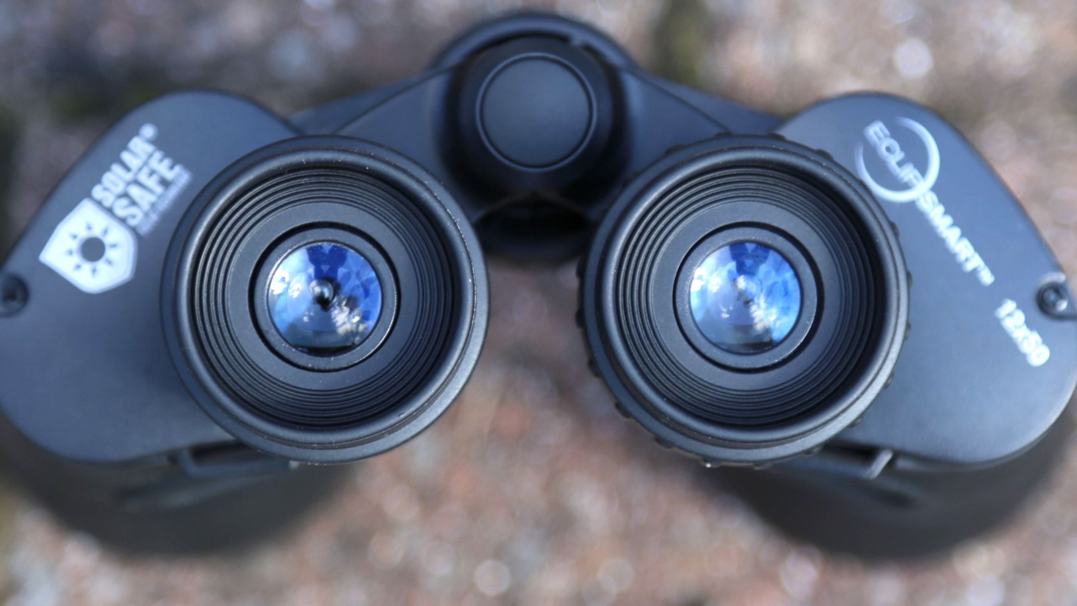 EclipSmart 12x50 binoculars close up eyepiece view