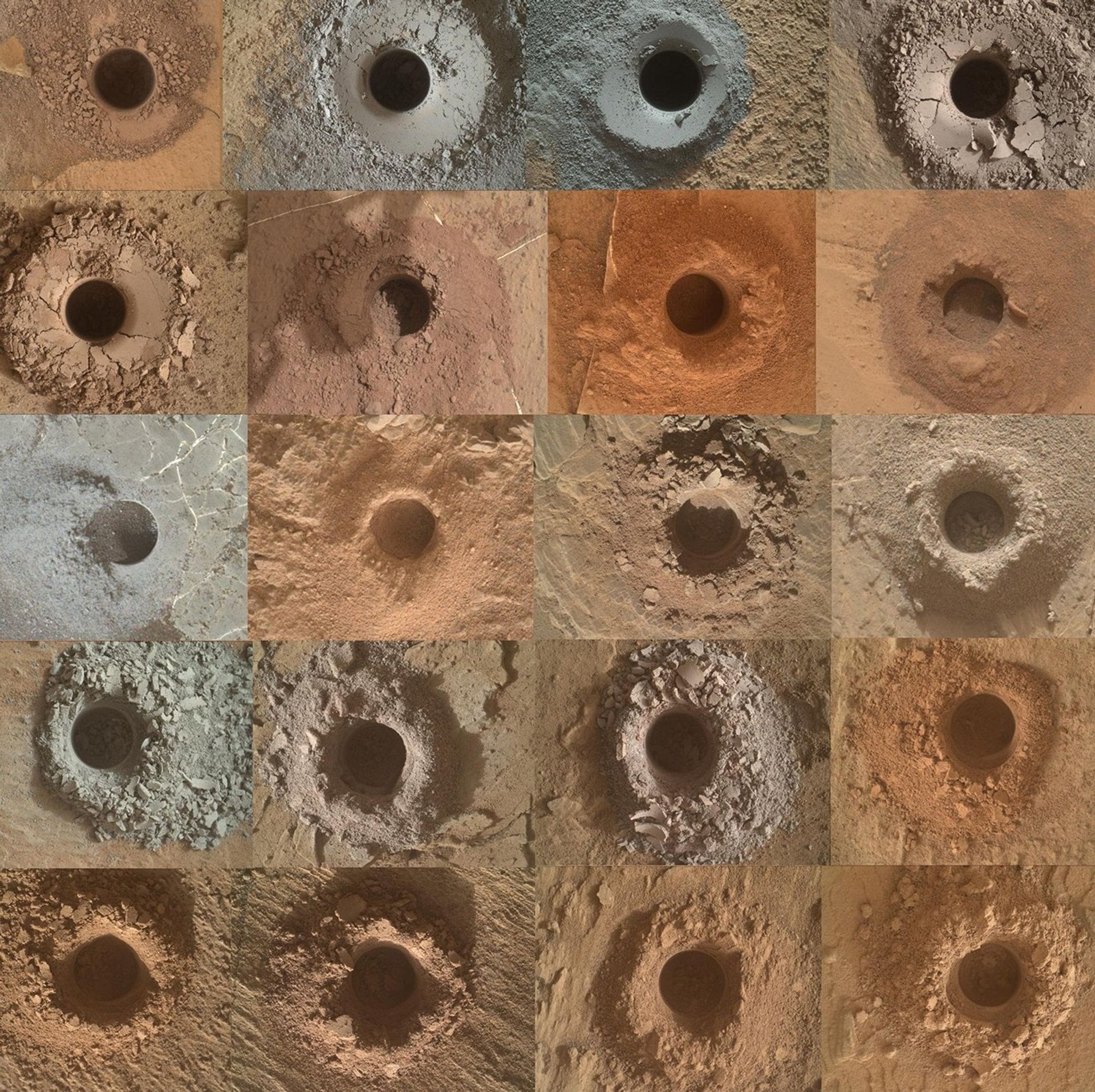 The 20 rock samples analyzed as part of the study. Credit - NASA/JPL-Caltech/MSSS