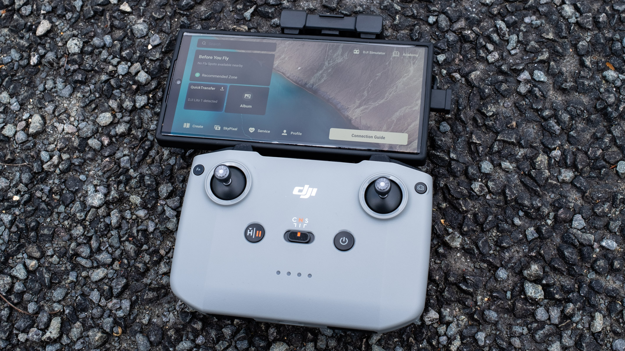 DJI Lito 1 controller with a phone attached