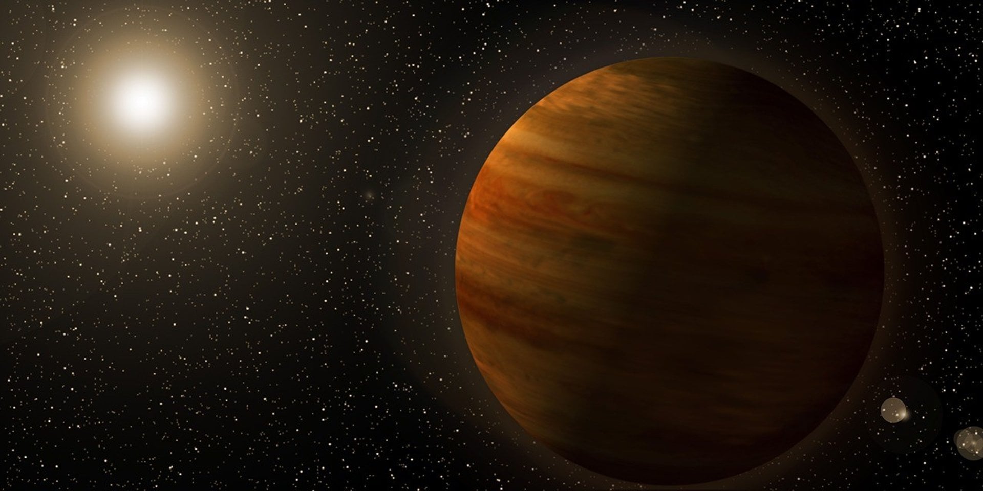 This artist’s concept visualizes Gaia23bra b, the first microlensing planet orbiting a distant star found by NASA’s TESS (Transiting Exoplanet Survey Satellite). This super-Jupiter orbits an orange dwarf star at a distance similar to Jupiter’s distance from the Sun.
NASA’s Goddard Space Flight Center