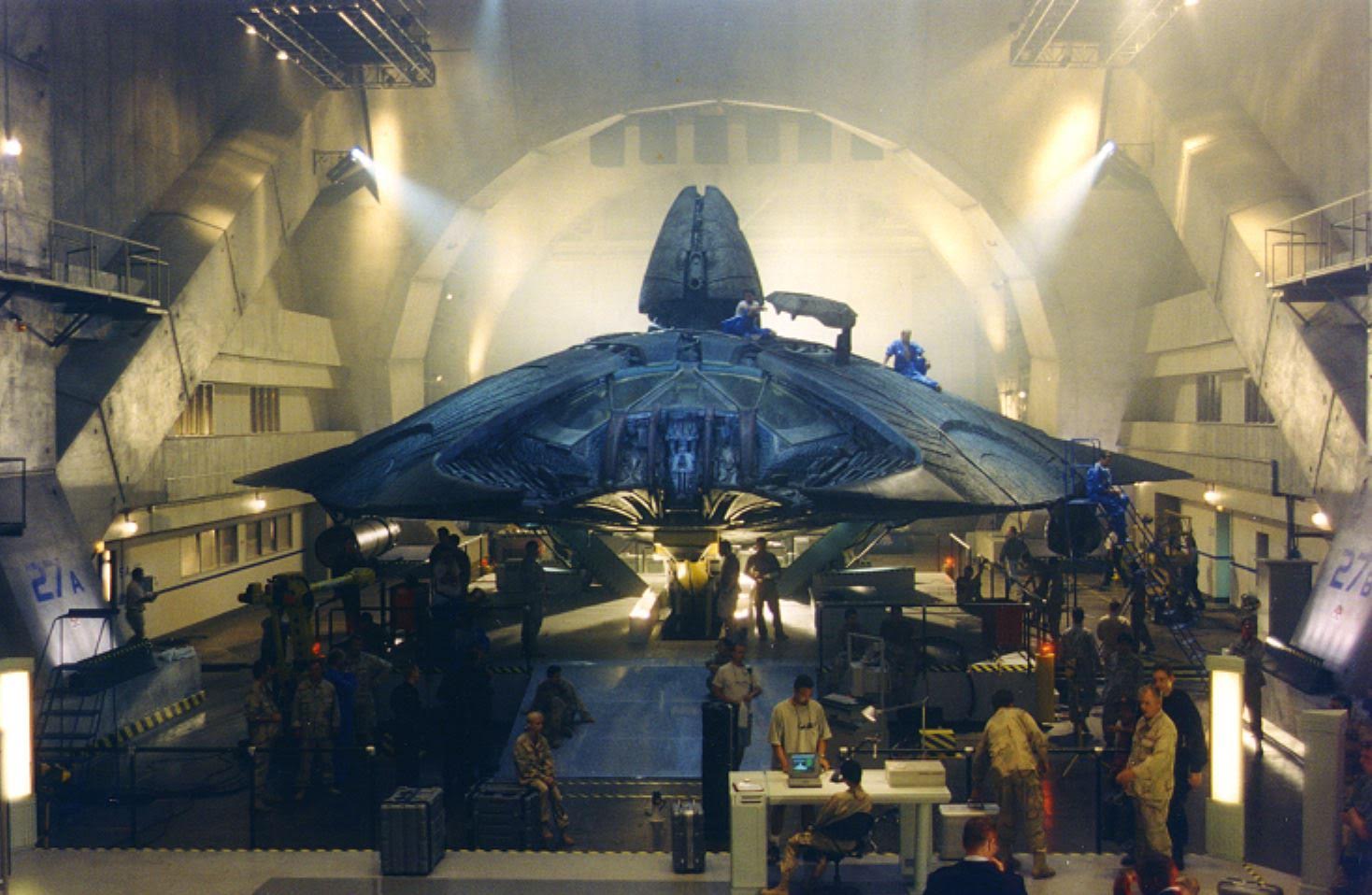 an alien spaceship on a sci-fi movie set