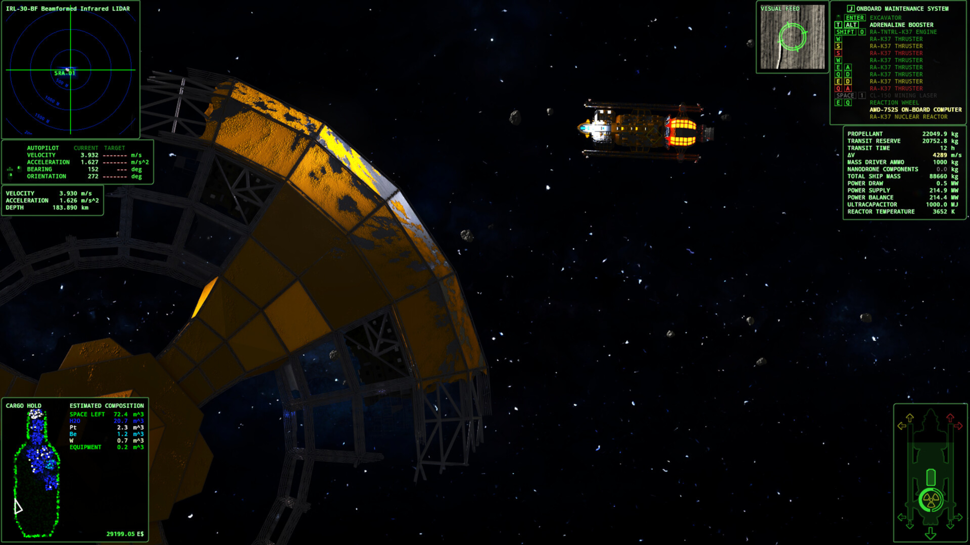 Screenshot from sci-fi debris clear-up and mining game 