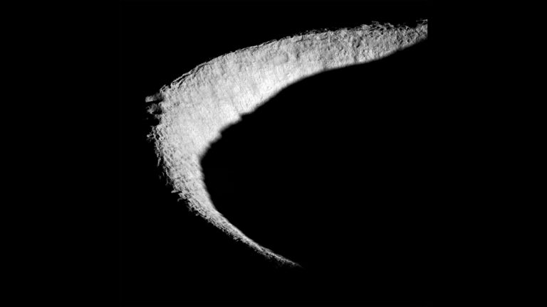 a crescent-shaped rim of a lunar crater