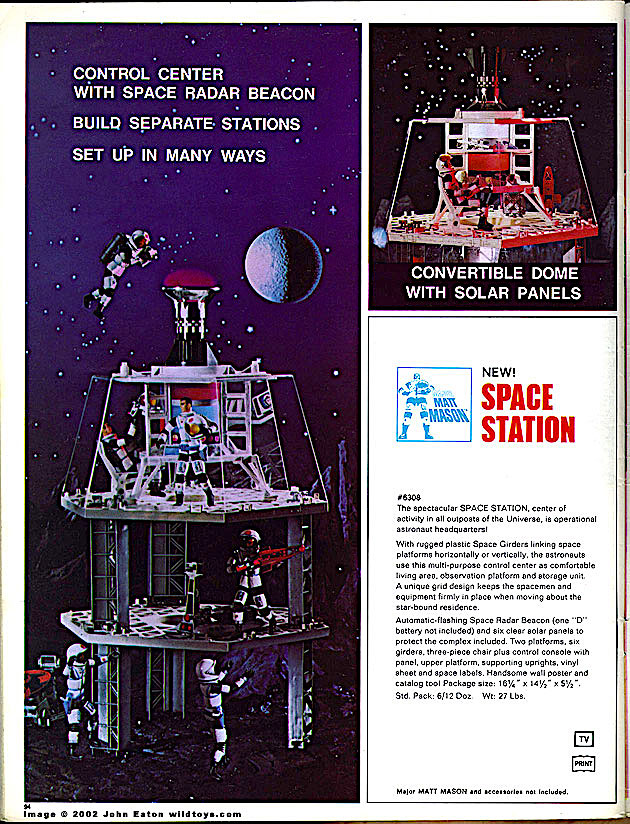 A catalog page for a toy space station.