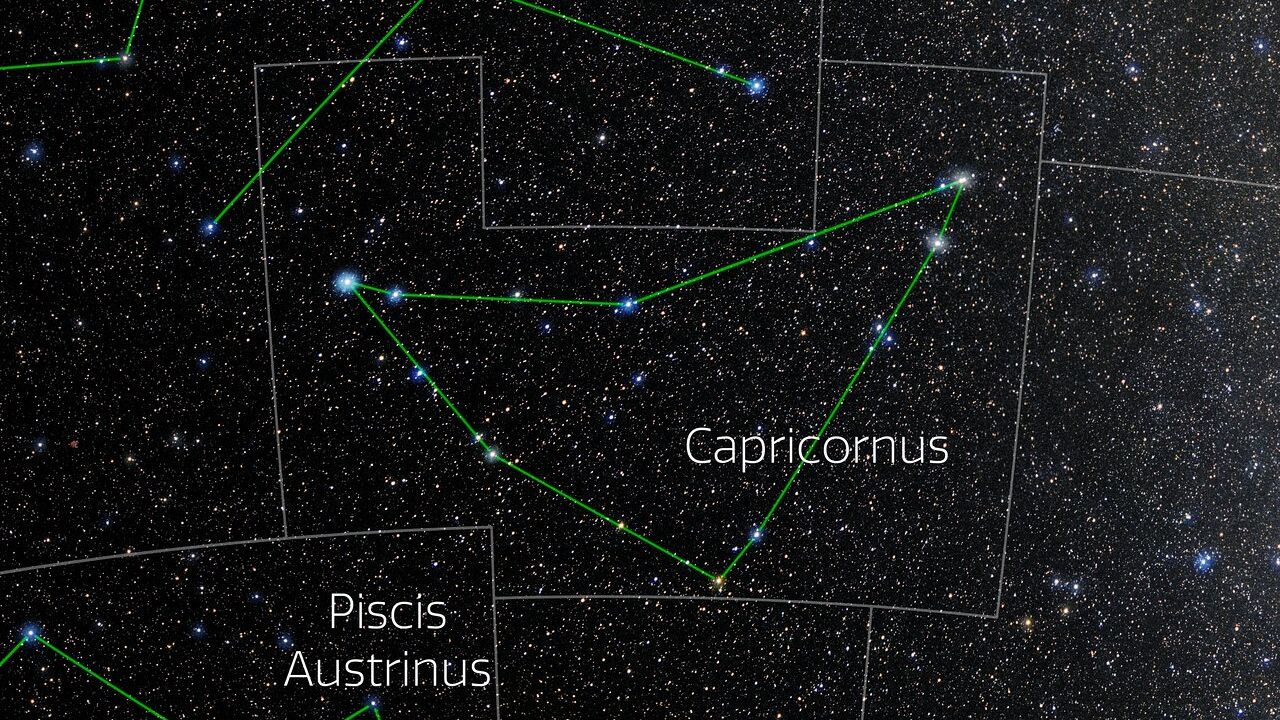 night sky map showing the location of constellation capricornus