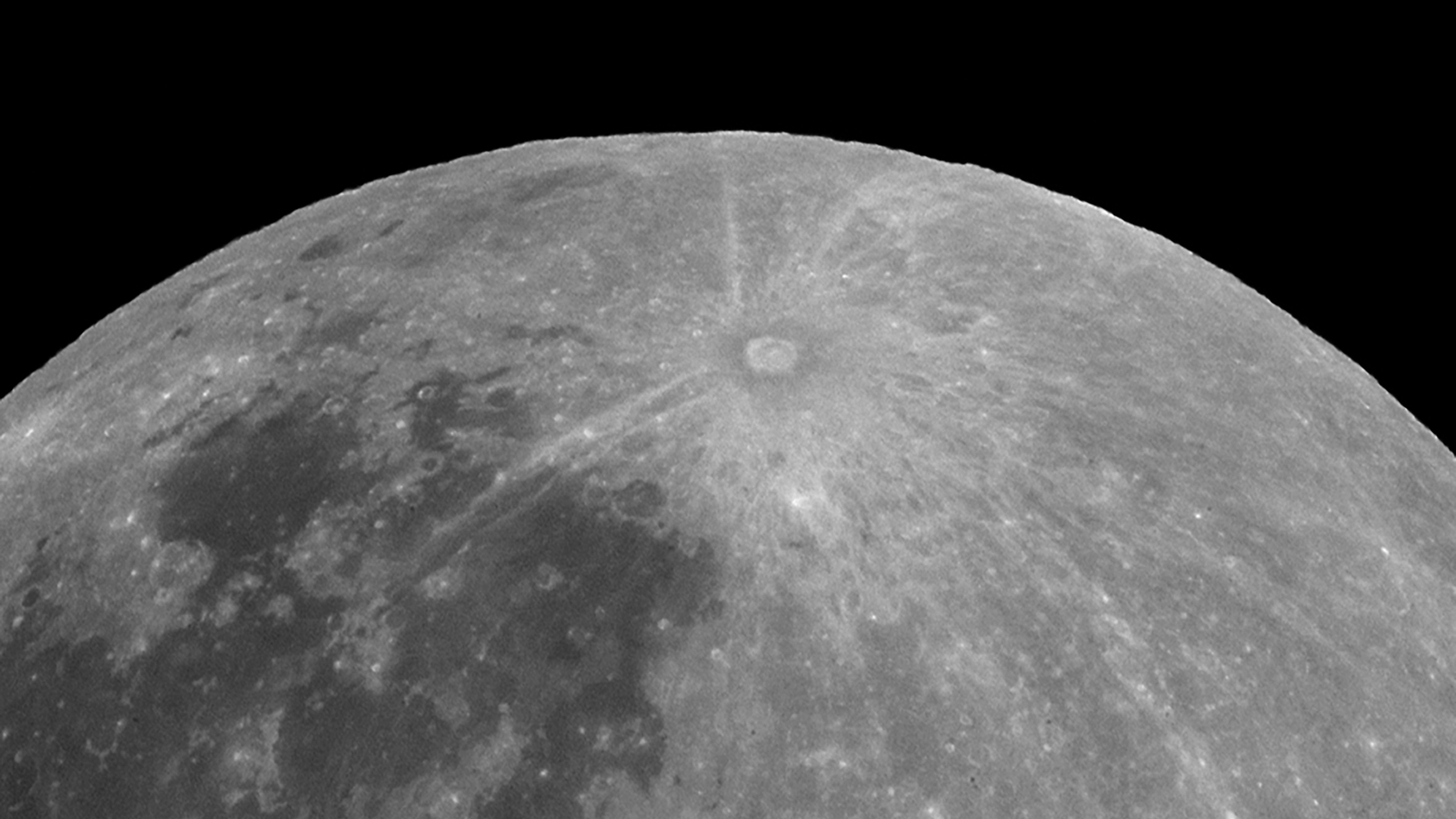 A close up of the Tycho crater on the moon.