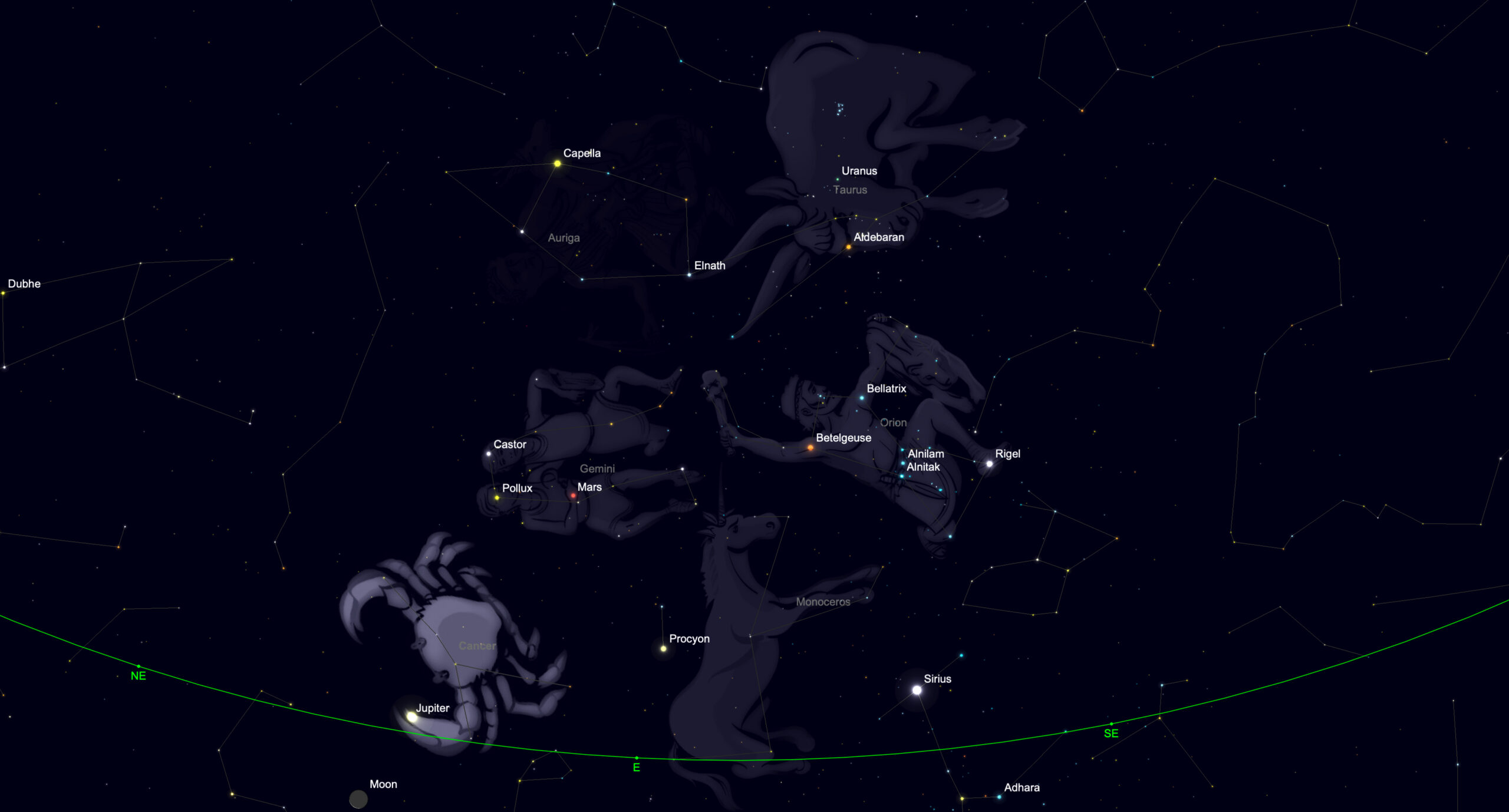 Star chart showing the eastern predawn sky on Sept. 9, 2026, with the zodiac constellations and planets visible above the horizon.
