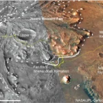 Diagram of the Jezero Crater, showing where the Perseverance rover has traversed to search for ancient biosignatures. Credit: NASA/JPL-Caltech/University of Arizona/JR/VRVis