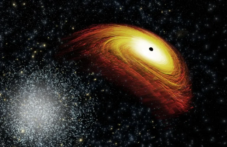 Artistic representation of a supermassive black hole (SMBH) ejected from its host galaxy. Credit: NASA