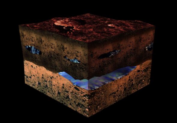 Artist's impression of water under the Martian surface. Credit: ESA/Medialab