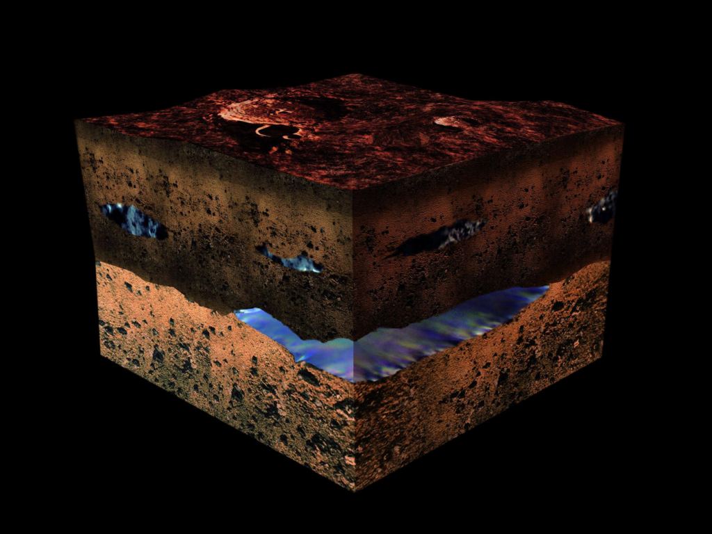 Artist's impression of water under the Martian surface. Credit: ESA/Medialab