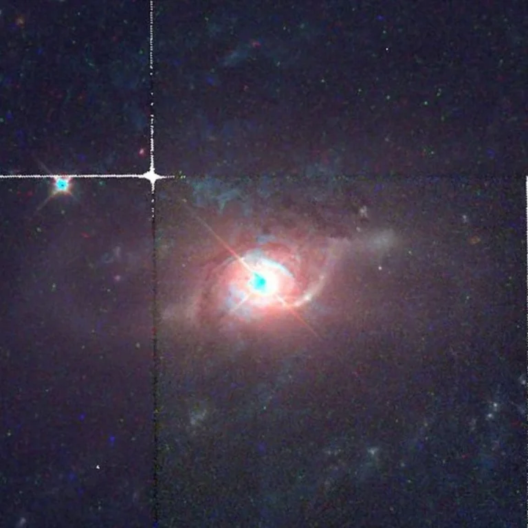 A Hubble image of 3C 120, an active galaxy with a rapidly-accreting SMBH that's launching jets. The researchers examined it with state of the art x-ray and radio observatories. Image Credit: By HST and C messier - Public Domain, https://commons.wikimedia.org/w/index.php?curid=133791754