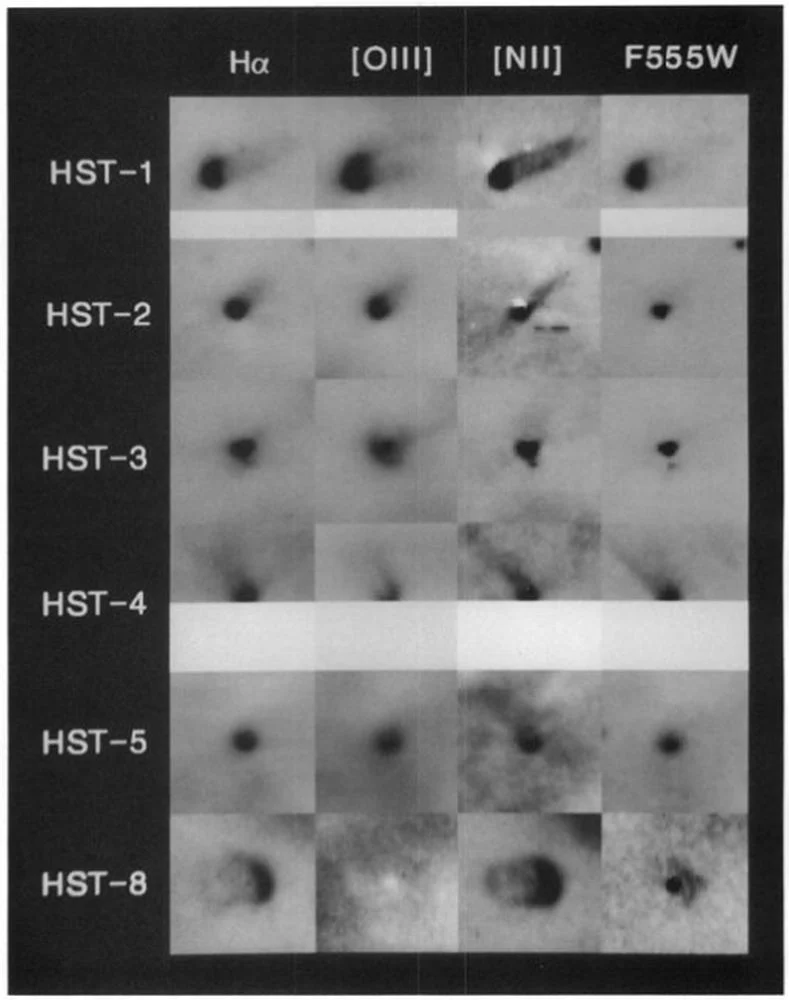 Some early Hubble images of proplyds in Orion. Image Credit: O'Dell, Wen, and Hu 1992. ApJ.