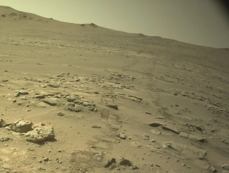 Perseverance captured this backward-looking image on the day it set its new distance-travelled record. The date was Oct. 11th 2026, or on the 2006th Martian sol of its mission. Image Credit: NASA/JPL-Caltech