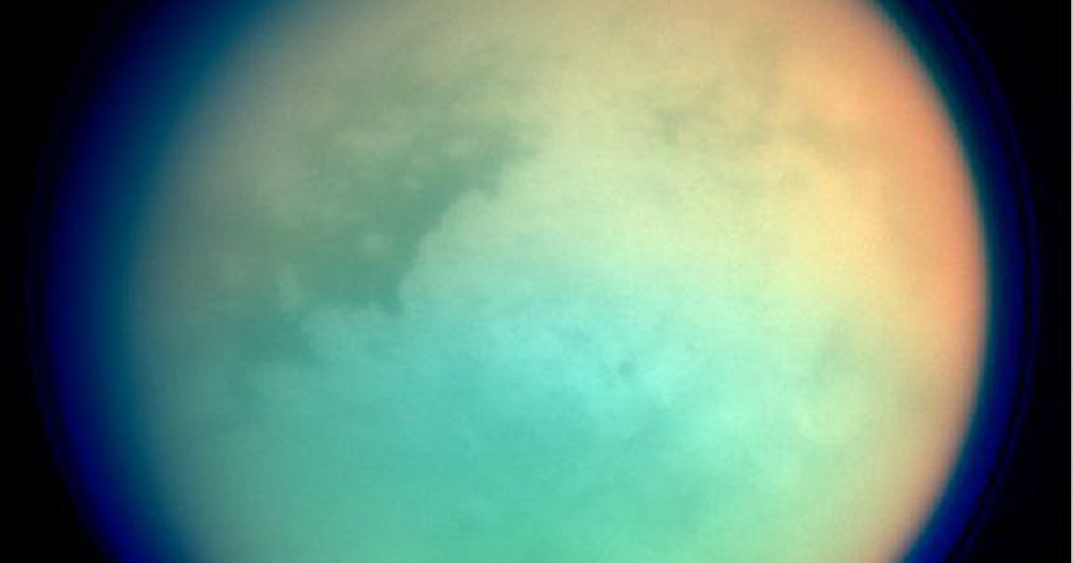 Titan in false colour seen during close fly by