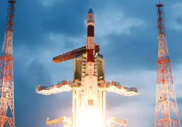 An Indian PSLV rocket launches the Chandrayaan-1 moon mission on Oct. 21, 2008 EDT (Oct. 22 local time in India).